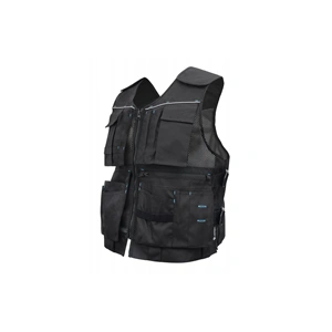 Szerszámtartó mellény, fekete, 12db nyitott zseb, 1 cipzáros, HÖGERT HT5K930 / RENDELÉSRE