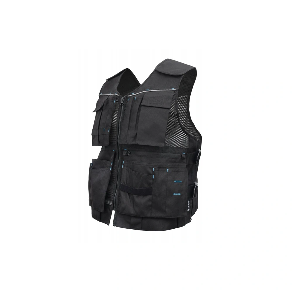 Szerszámtartó mellény, fekete, 12db nyitott zseb, 1 cipzáros, HÖGERT HT5K930 / RENDELÉSRE