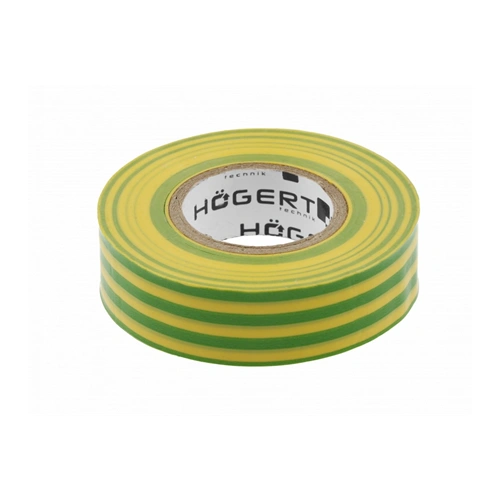 Szigetelőszalag, sárga-zöld, 20m, 19 mm, HÖGERT HT1P286