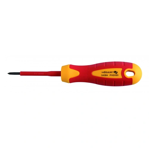 Szigetelt csavarhúzó, csillag fejű, mágneses, PH0 x 60  mm szár, 1000V , HÖGERT HT1S920
