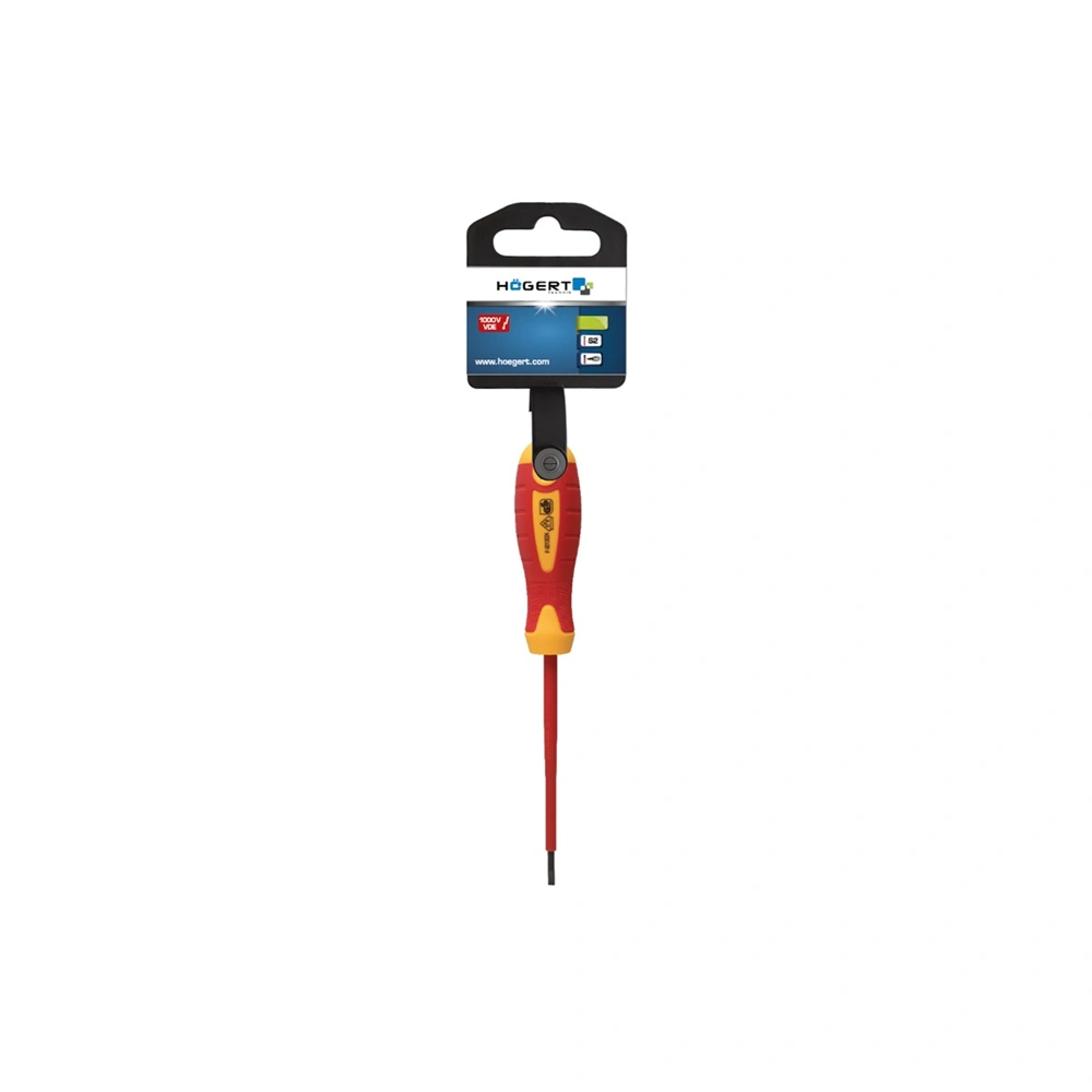 Szigetelt csavarhúzó, lapos fejű, mágneses, SL5,5 x 100  mm szár, 1000V , HÖGERT HT1S905