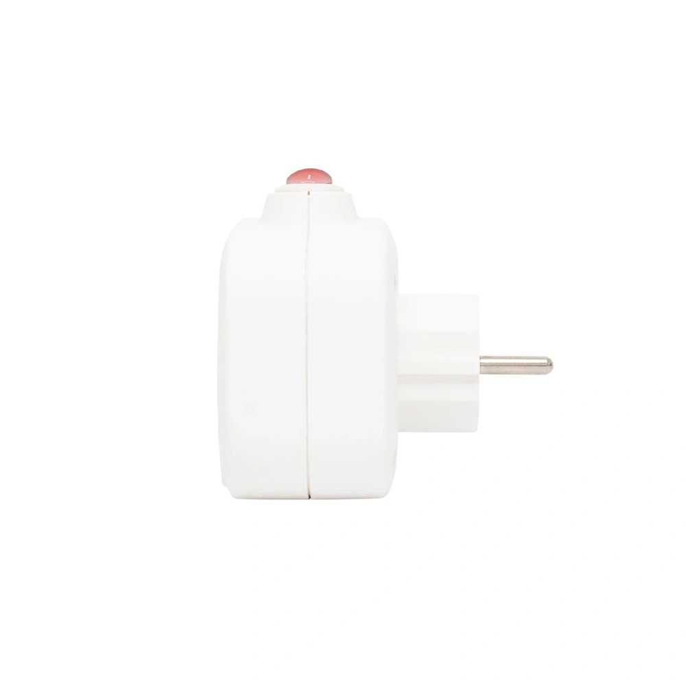 T-alakú hálózati földelt elosztó, 3 kapcsolóval, gyerekvédelem, IP20, 16A, 3680W, fehér, HOME  TPF 3K