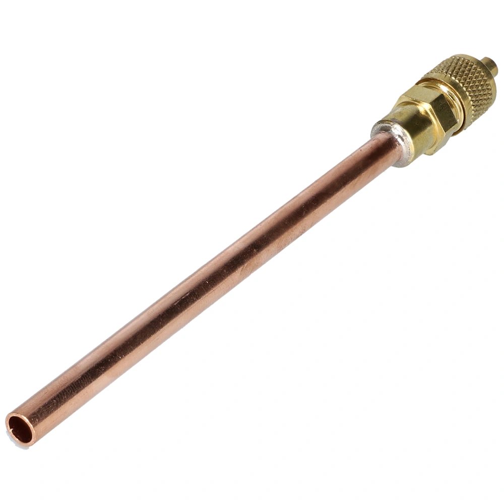 Töltőcső + szelep 10 cm csővel, D=6 mm (univerzális) hűtőgép