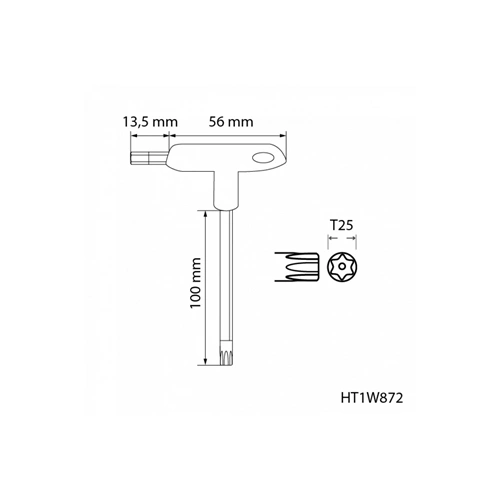 Torx furatos kulcs, TT25, nyeles, hosszított, HÖGERT HT1W872