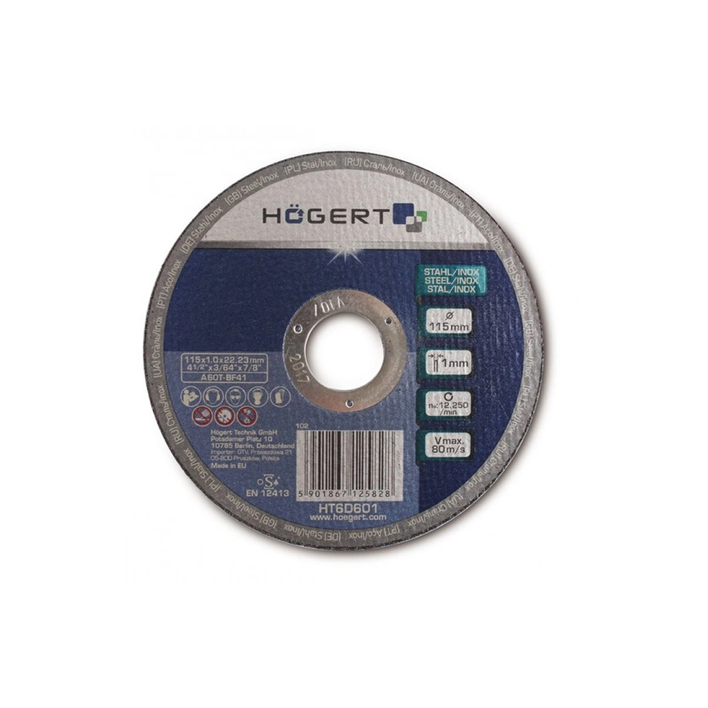 Vágókorong 115x1.0 fém/inox , HÖGERT HT6D601