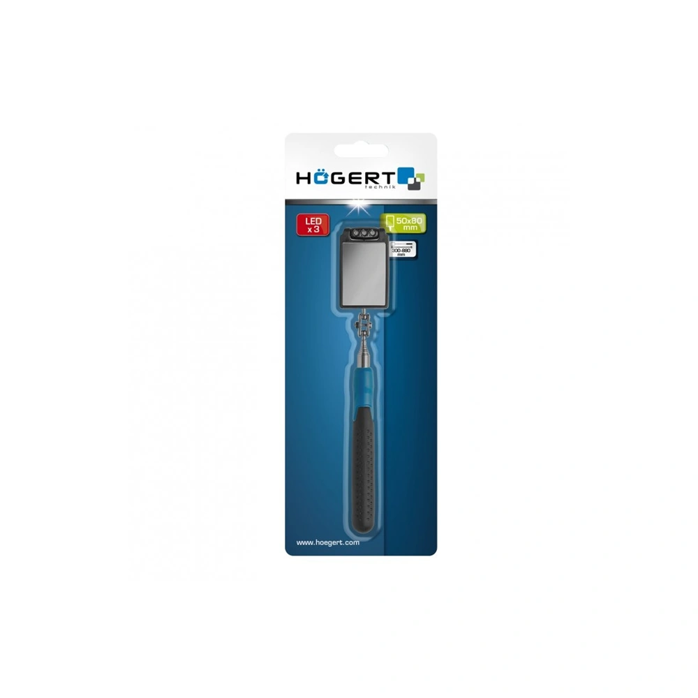 Vizsgálótükör, teleszkópos, LED-es,  max 800 mm, HÖGERT HT4R504
